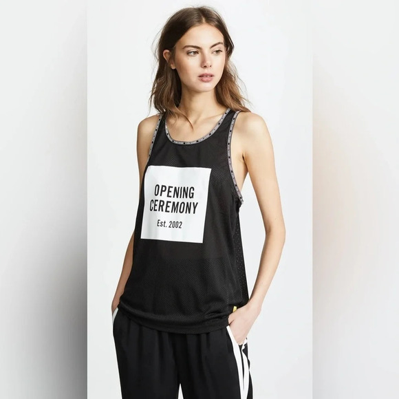 OPENING CEREMONY NWOT OC Box Logo Mesh Tank in Black - Picture 2 of 11